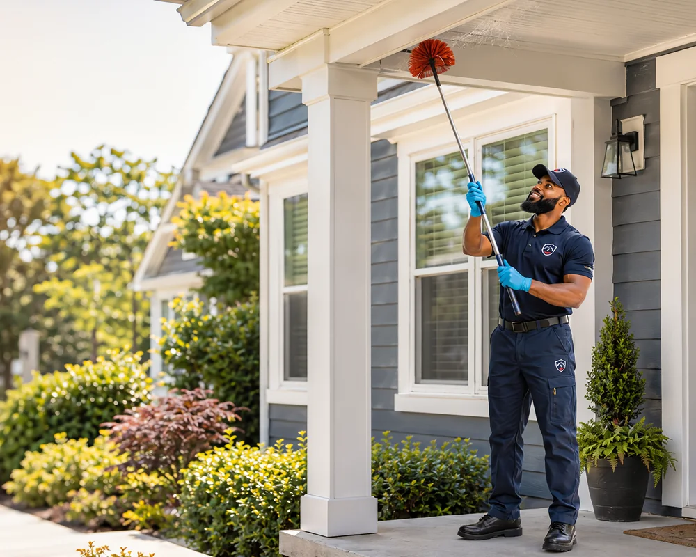 Adibug technician providing spider control in Hampton Roads