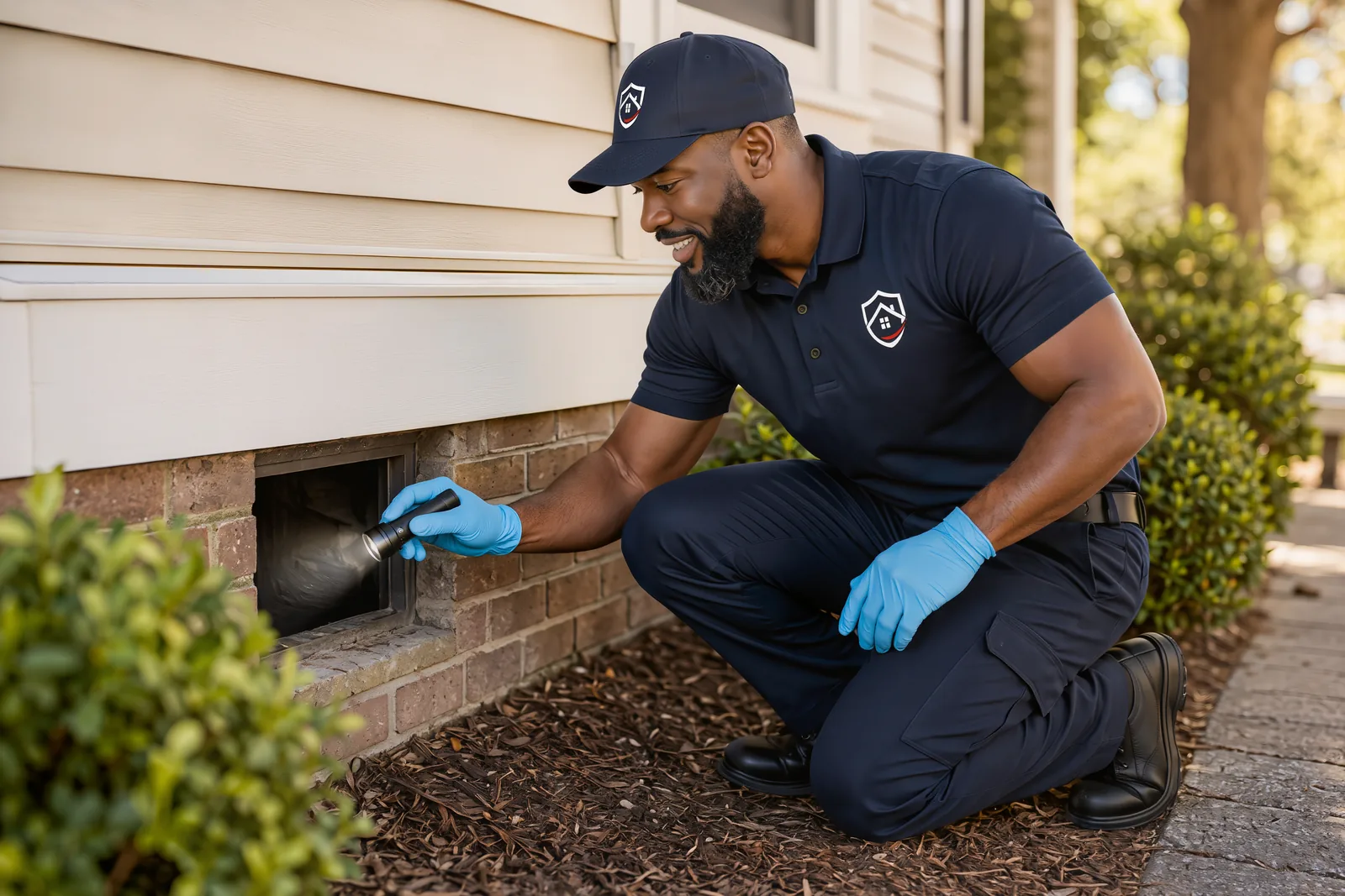 Adibug technician providing termite treatment and inspection in Hampton Roads